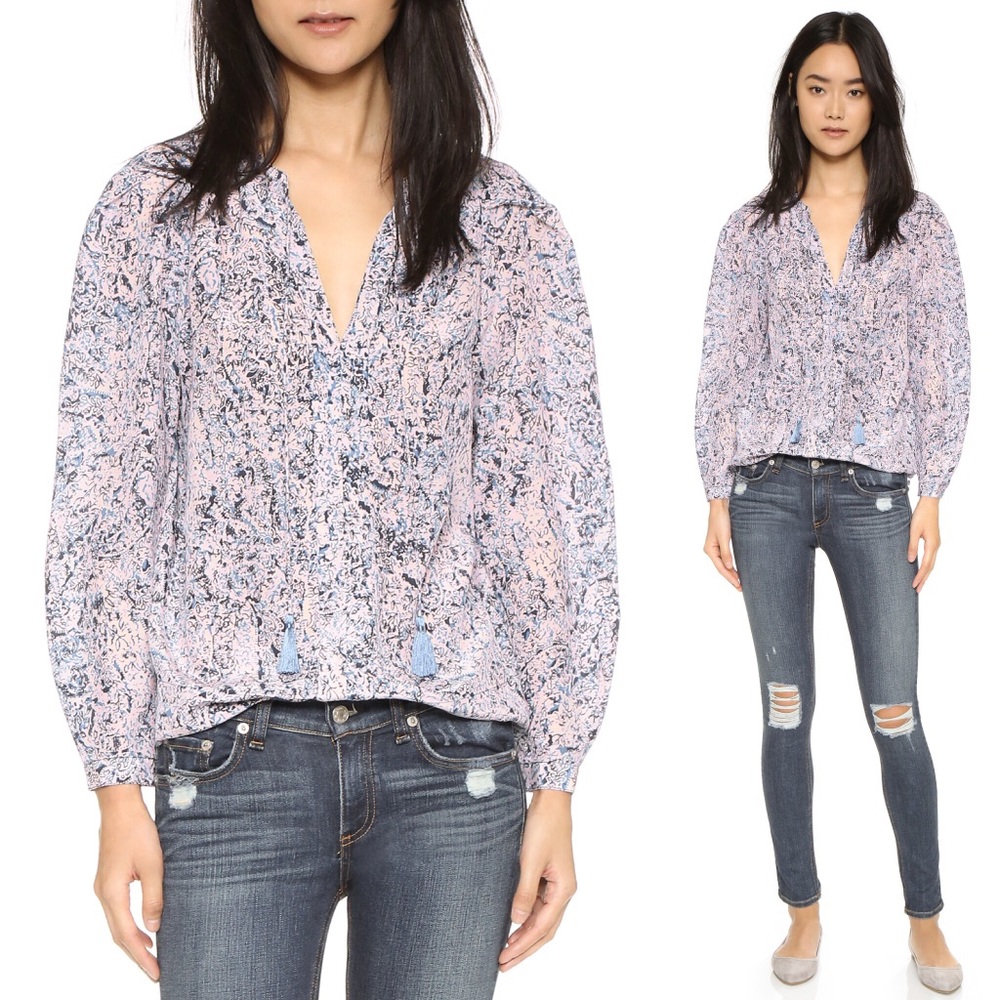 Rebecca Taylor Silk Floral Peasant Blouse